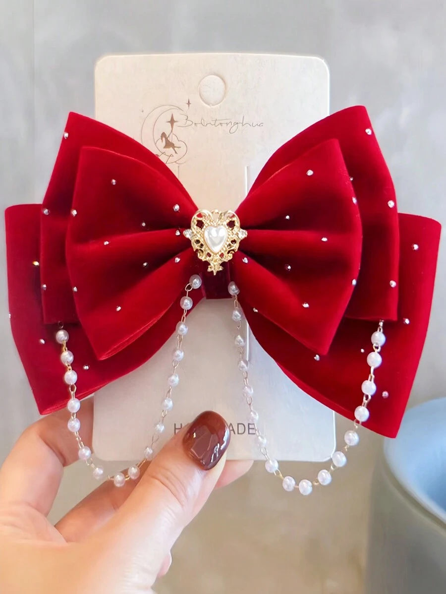 قطعة واحدة مشبك شعر مزين بفراشة مرصع بالكريستال واللؤلؤ للفتيات