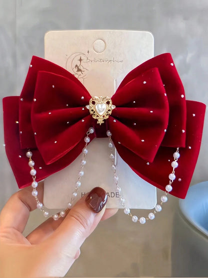 قطعة واحدة مشبك شعر مزين بفراشة مرصع بالكريستال واللؤلؤ للفتيات