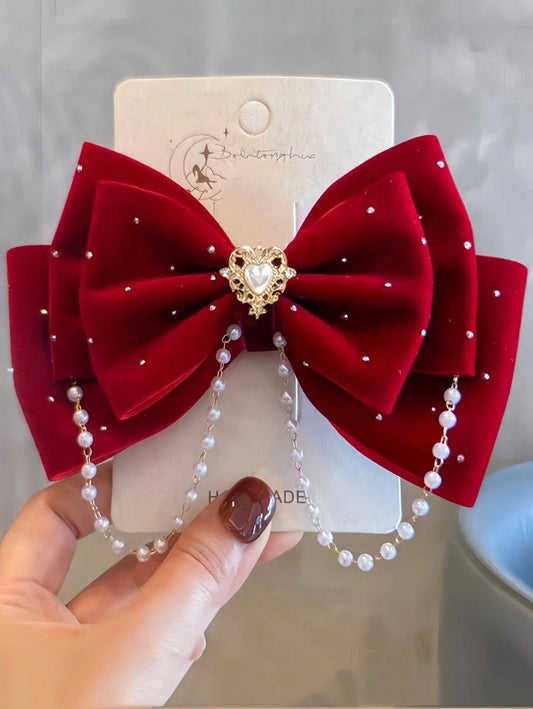 قطعة واحدة مشبك شعر مزين بفراشة مرصع بالكريستال واللؤلؤ للفتيات