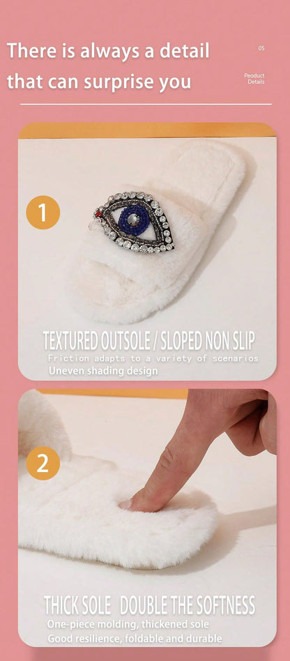 شباشب منزلية غامضة للنساء من حجر الراين