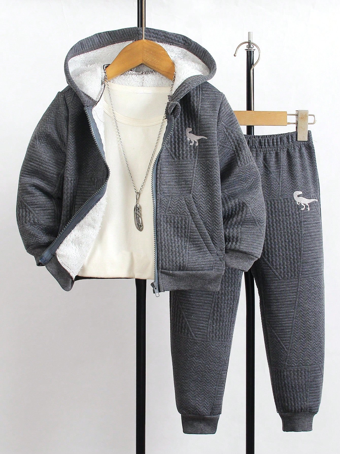 مجموعة من قطعتين (هوديي مطبوع عليه رسوم كرتونية جميلة مع سروال رياضي) للأولاد الصغار ملابس كاجوال لممارسة رياضة التزلج مريحة للخريف والشتاء