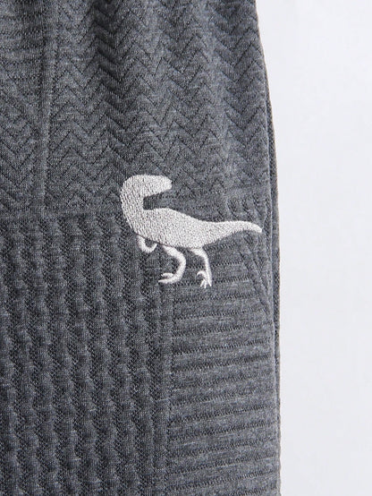 مجموعة من قطعتين (هوديي مطبوع عليه رسوم كرتونية جميلة مع سروال رياضي) للأولاد الصغار ملابس كاجوال لممارسة رياضة التزلج مريحة للخريف والشتاء