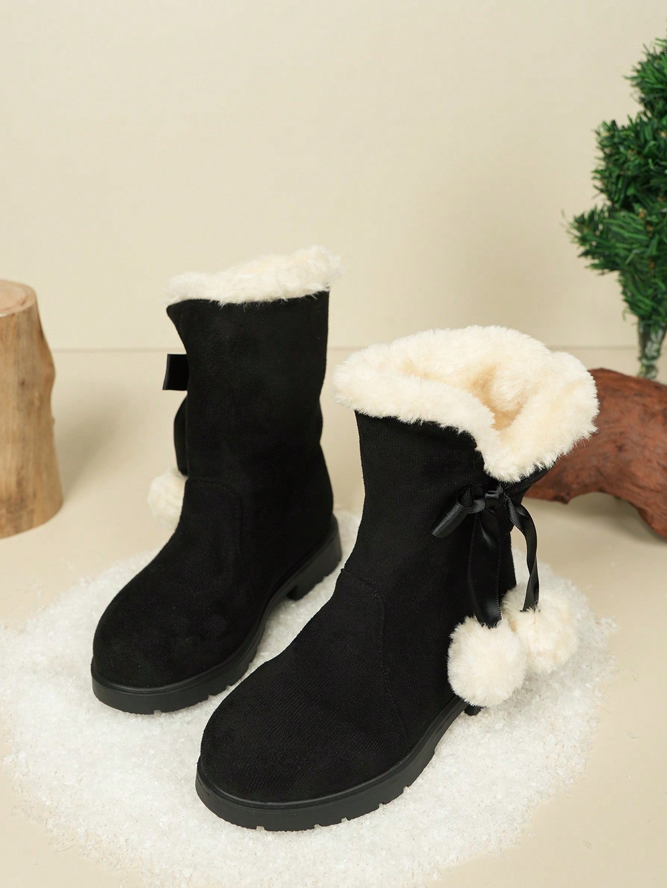 بوت بنات ، بوت الثلج الأميرية ، بوت ساق عالية دافئة وفاخرة بطراز أوروبي وأمريكي أنيق