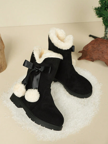 بوت بنات ، بوت الثلج الأميرية ، بوت ساق عالية دافئة وفاخرة بطراز أوروبي وأمريكي أنيق