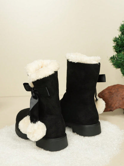 بوت بنات ، بوت الثلج الأميرية ، بوت ساق عالية دافئة وفاخرة بطراز أوروبي وأمريكي أنيق