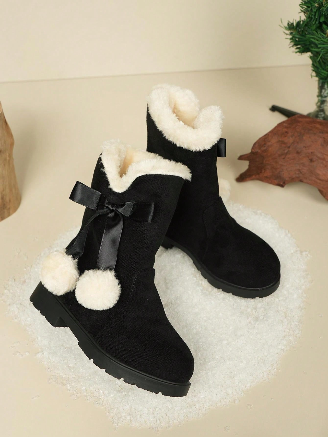 بوت بنات ، بوت الثلج الأميرية ، بوت ساق عالية دافئة وفاخرة بطراز أوروبي وأمريكي أنيق