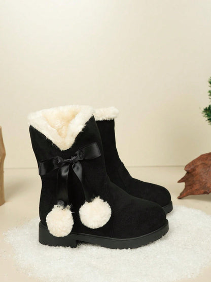 بوت بنات ، بوت الثلج الأميرية ، بوت ساق عالية دافئة وفاخرة بطراز أوروبي وأمريكي أنيق