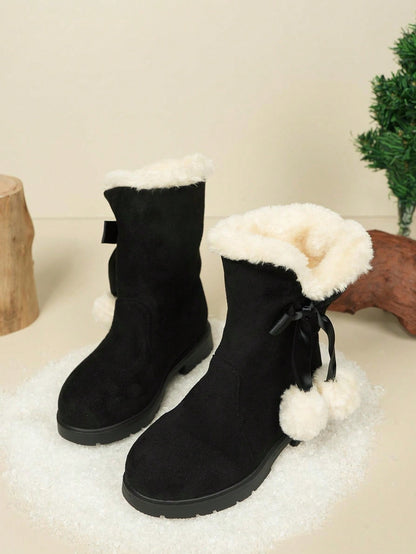 بوت بنات ، بوت الثلج الأميرية ، بوت ساق عالية دافئة وفاخرة بطراز أوروبي وأمريكي أنيق