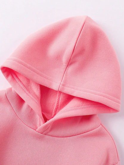 طقم من قطعتين لفتاة رضيعة: هوديputت بطباعة القلب والفراشة وبنطلون، خريف/شتاء