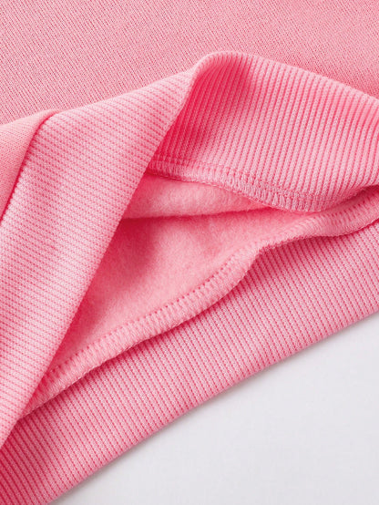 طقم من قطعتين لفتاة رضيعة: هوديputت بطباعة القلب والفراشة وبنطلون، خريف/شتاء