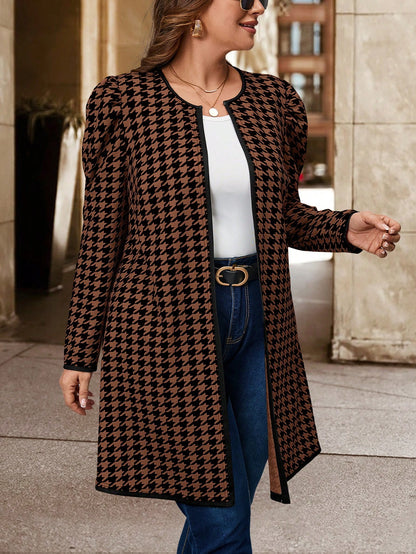 كارديجان بأكمام طويلة مقاس كبير، جاكيت كاجوال بسيطة للاستخدام اليومي