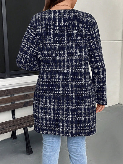 معطف كاجوال مُخطط طويل الأكمام