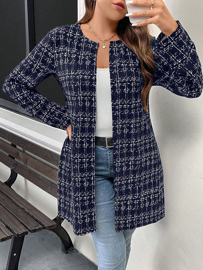 معطف كاجوال مُخطط طويل الأكمام