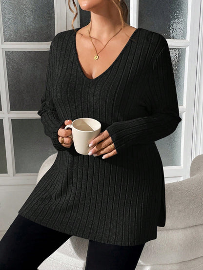 ملابس علوية نساء كبيرة الحجم ذات أكمام طويلة