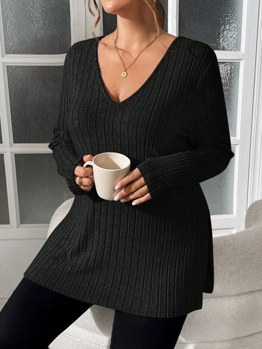 ملابس علوية نساء كبيرة الحجم ذات أكمام طويلة