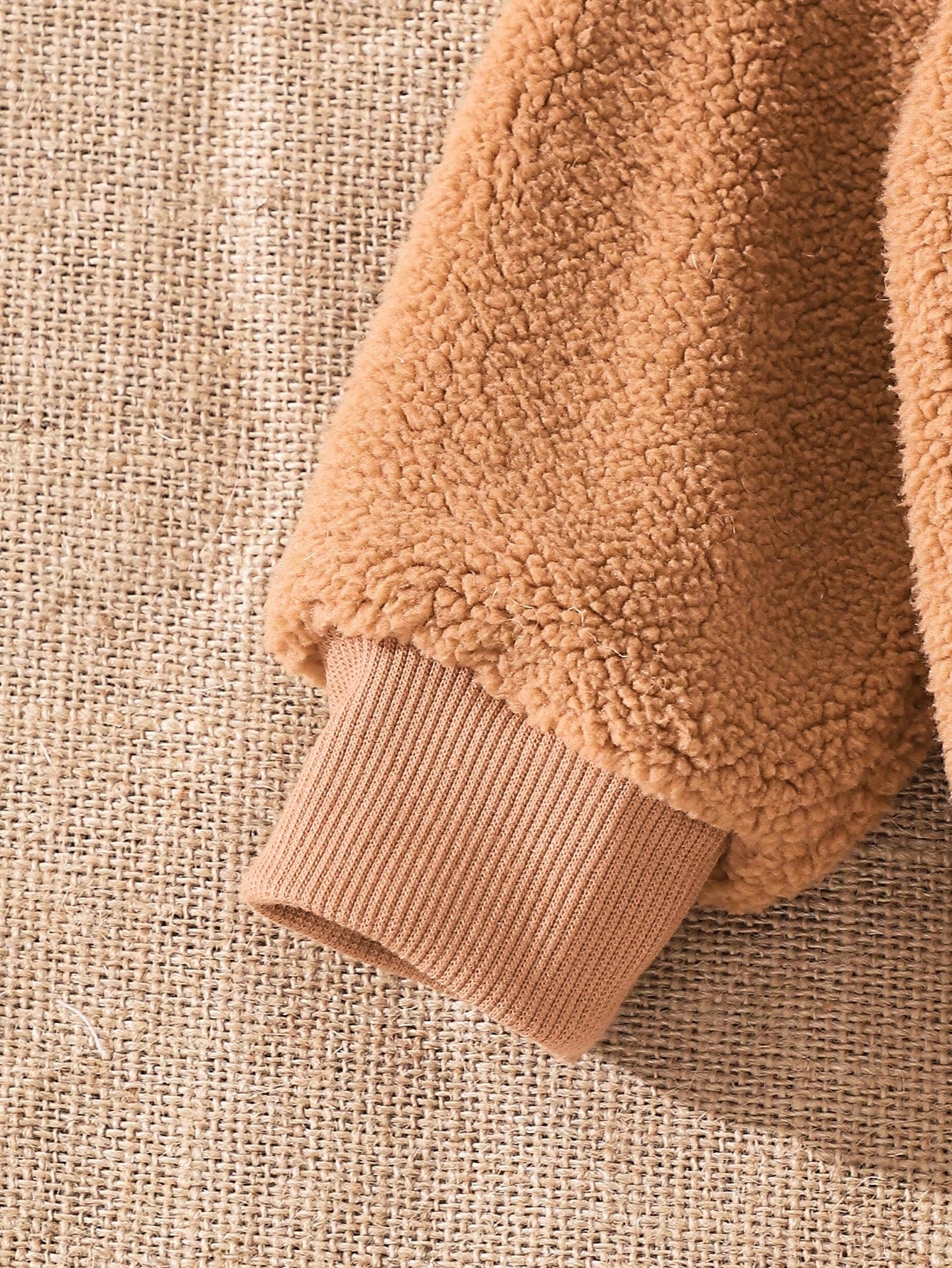 بلوزة هودي بأكمام طويلة مبطنة بالبر للرجال/أولاد الرضع خاكي عادي