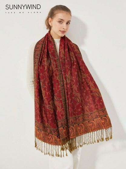 قطعة واحدة من الوشاح الجاكار بطبعة الباييز للشتاء والخريف