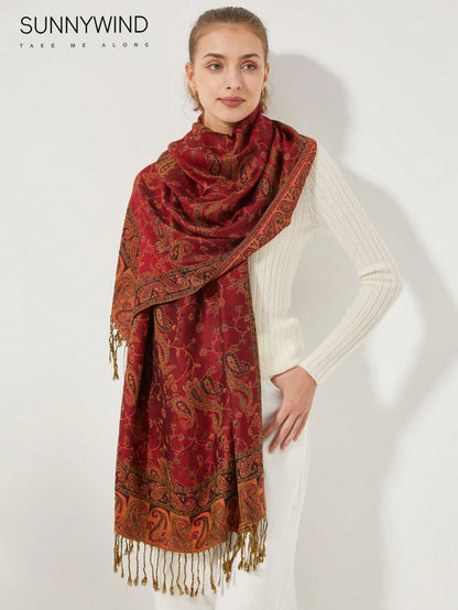 قطعة واحدة من الوشاح الجاكار بطبعة الباييز للشتاء والخريف