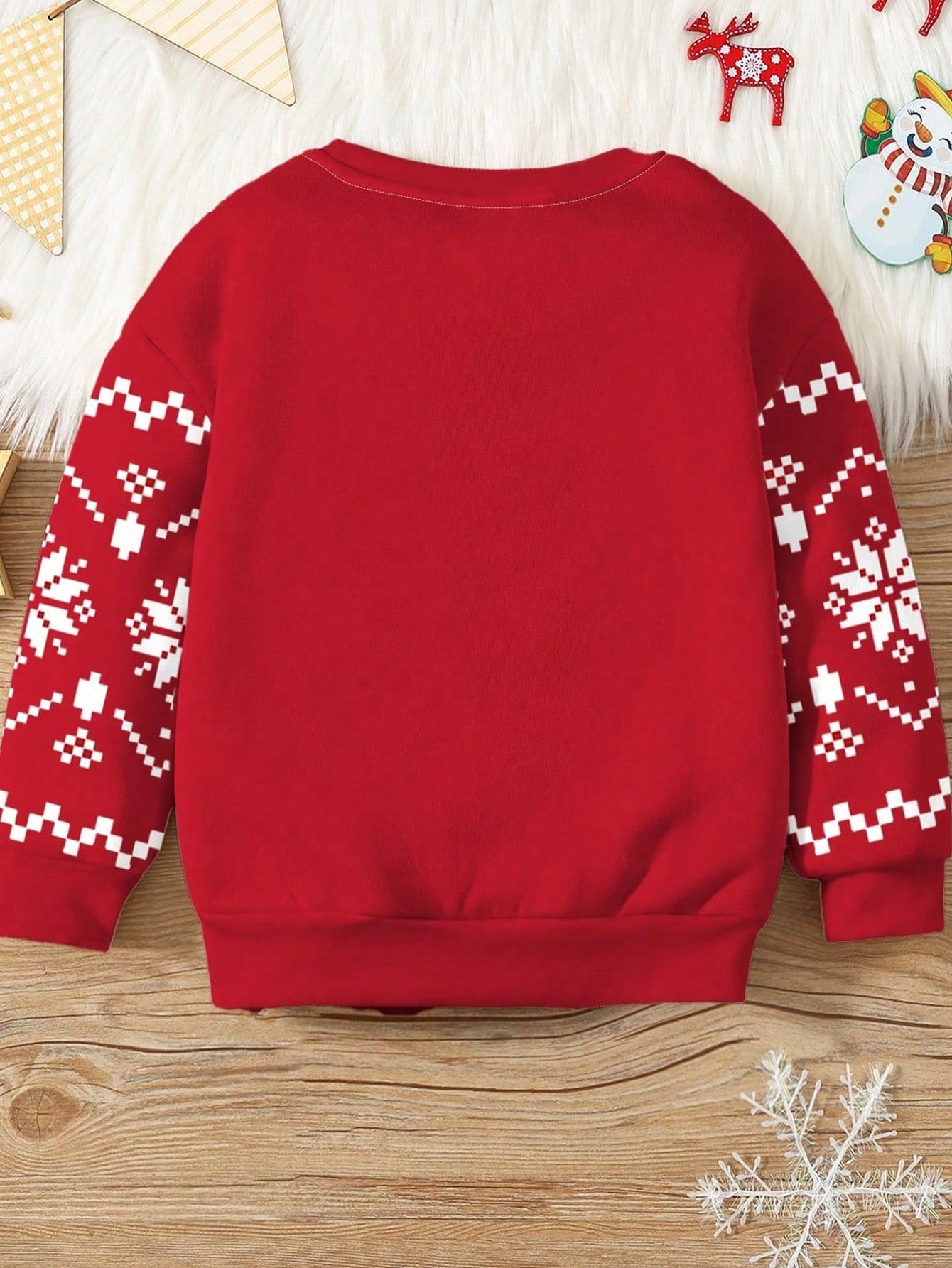 سويت شيرت نسائي بقصة فضفاضة، طباعة جرافيك عائلية منسقة للعطلات البسيطة العادية، موسم الخريف/الشتاء