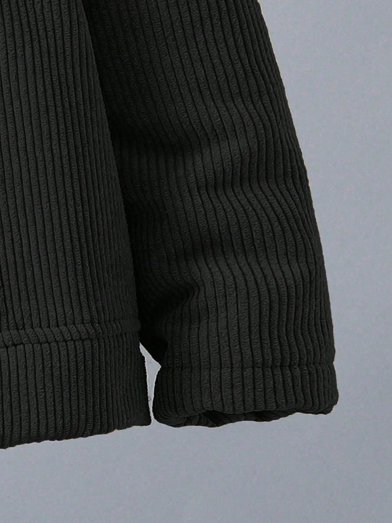 جاكيت بسيطة كم طويل طوق فرو صبي، لبس يومي عادي