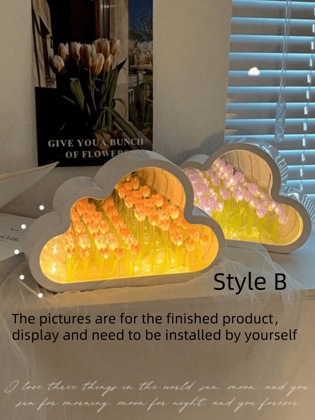 ضوء ليلي بزهرة التوليب مصنوع يدويًا كهدية إبداعية