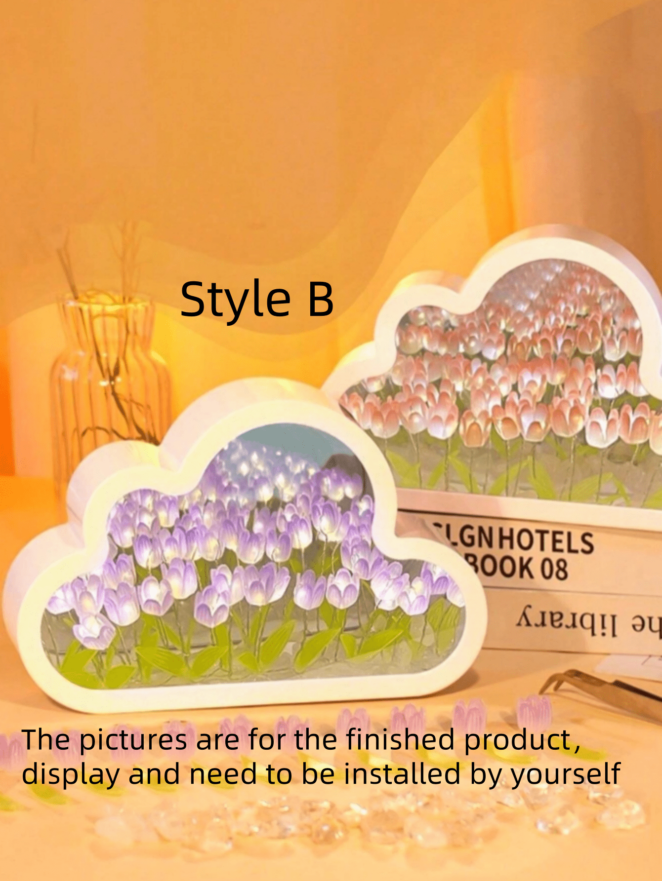 ضوء ليلي بزهرة التوليب مصنوع يدويًا كهدية إبداعية