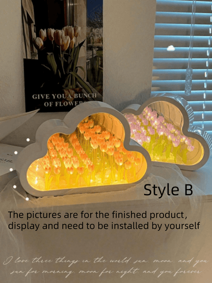 ضوء ليلي بزهرة التوليب مصنوع يدويًا كهدية إبداعية