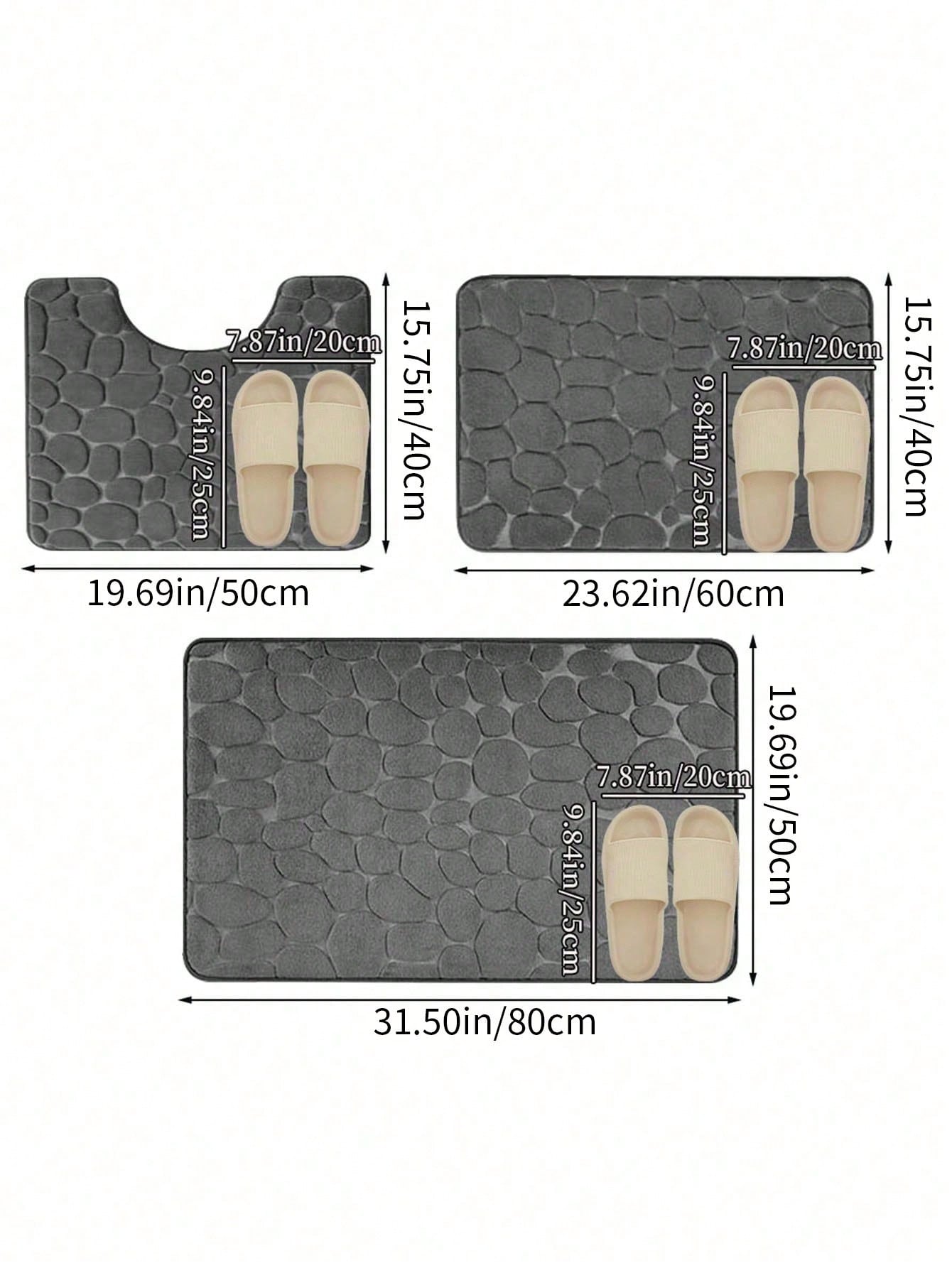 سجادة حمام مزخرفة بالحصى و وسادة رغوة الذاكرة و سجادة حمام قابلة للغسل و سجادة حمام مزخرفة بالحجر