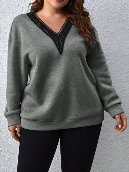 بلوزة كاجوال طويلة الأكمام مقاسات كبيرة للسيدات