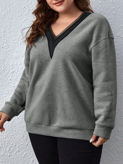 بلوزة كاجوال طويلة الأكمام مقاسات كبيرة للسيدات