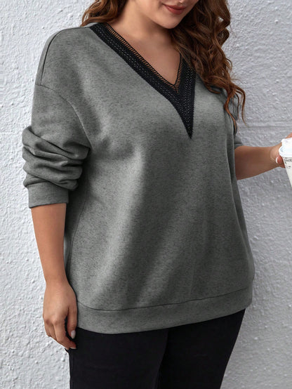 بلوزة كاجوال طويلة الأكمام مقاسات كبيرة للسيدات