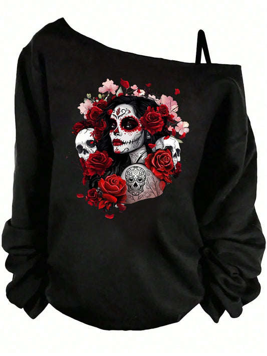 تي شيرت كاجوال مقاس كبير بدون أكمام و كتف واحد بلون سادة بسيط