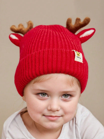 قبعة رأس قرن الغزال الأحمر الكبيرة للأطفال