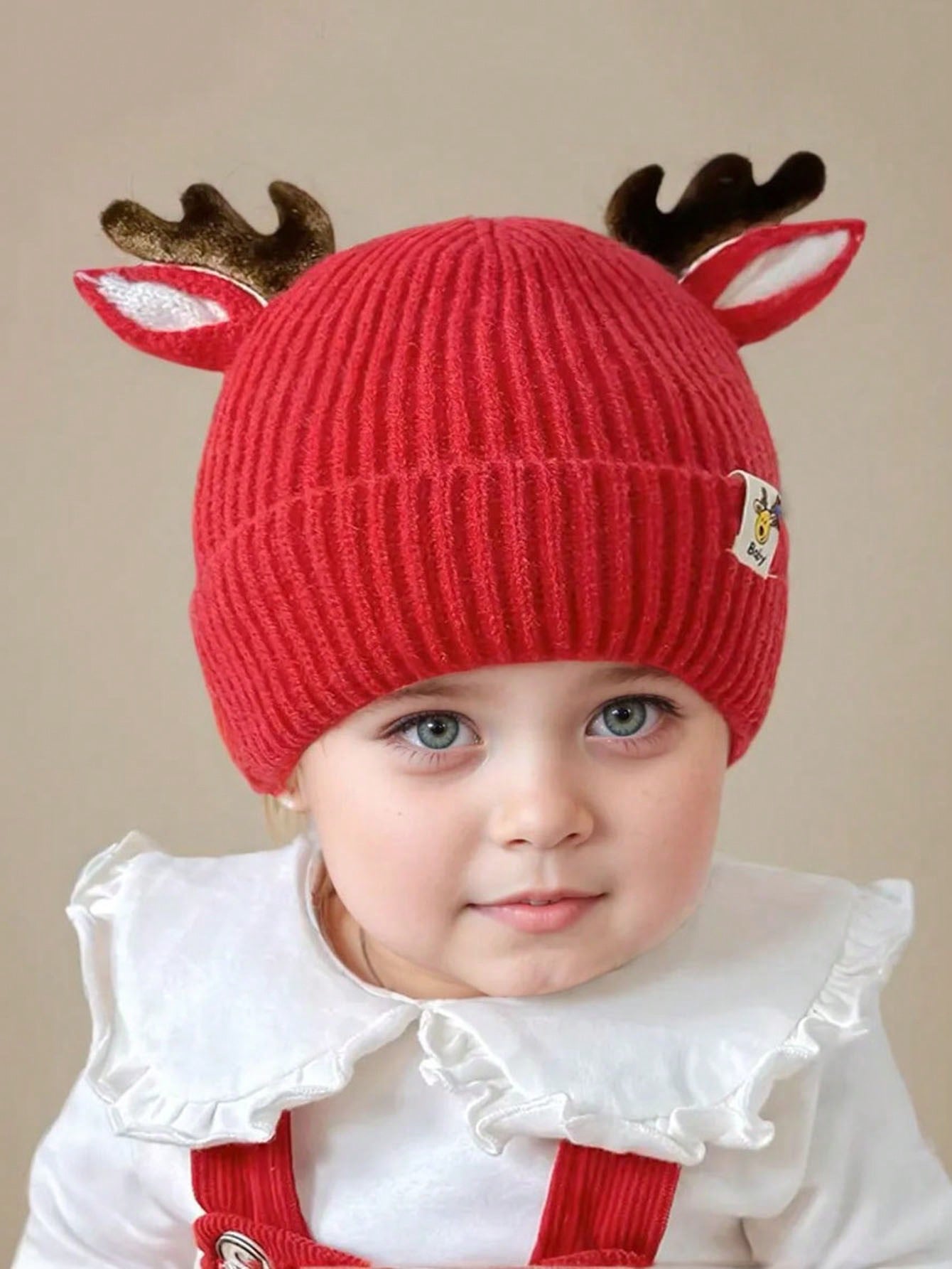 قبعة رأس قرن الغزال الأحمر الكبيرة للأطفال