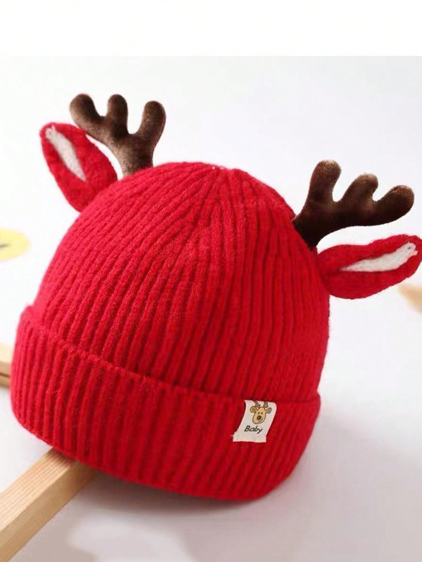 قبعة رأس قرن الغزال الأحمر الكبيرة للأطفال