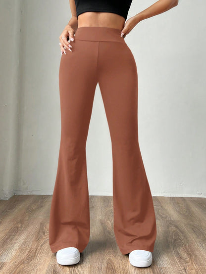 سراويل ضيقة مخملية بني موكا مفرغة للنساء