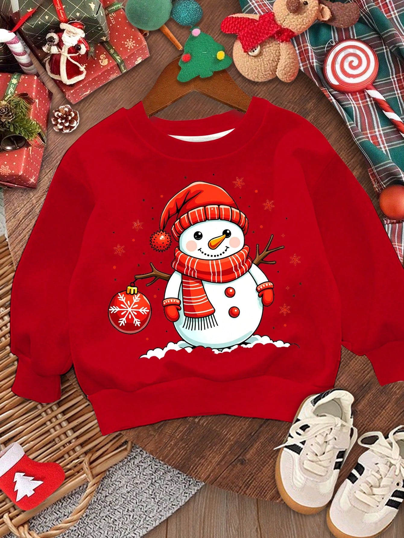 بلوزة كاجوال فضفاضة بياقة مستديرة من الأطفال والبنات