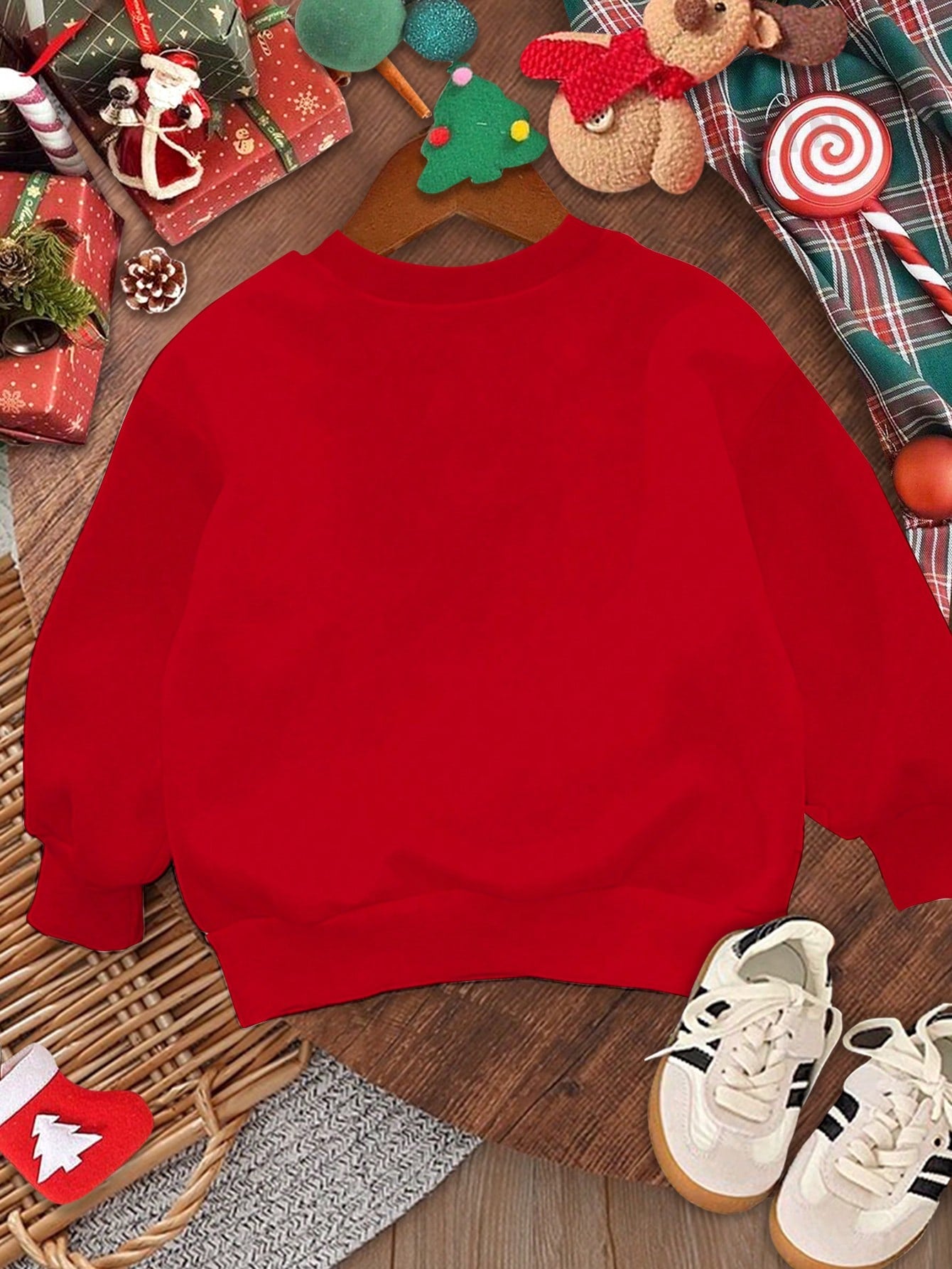 بلوزة كاجوال فضفاضة بياقة مستديرة من الأطفال والبنات