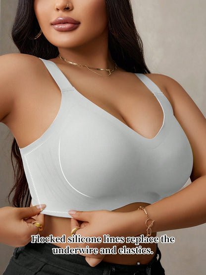 صدرية داعمة بلا حوافير، مخطط، مرنة رقيقة للمرأة السمينة