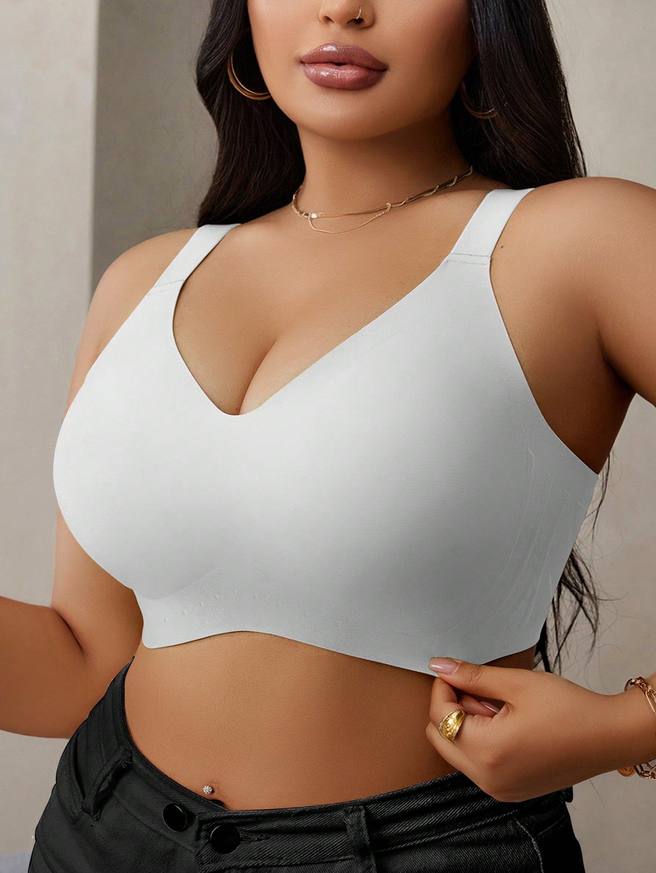 صدرية داعمة بلا حوافير، مخطط، مرنة رقيقة للمرأة السمينة