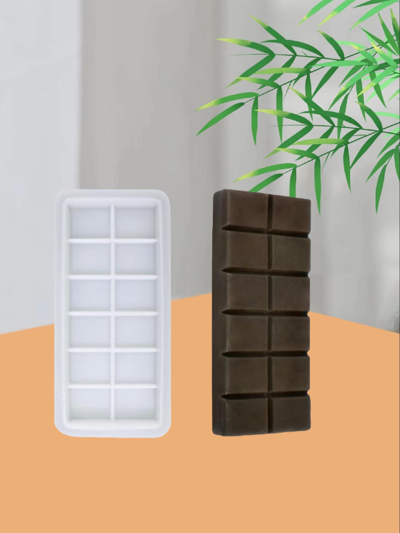 قالب سيليكون 1 قطعة لصنع شموع معطرة براتنج خزفي مزين ب- 12 تجويف بشكل الشوكولاتة