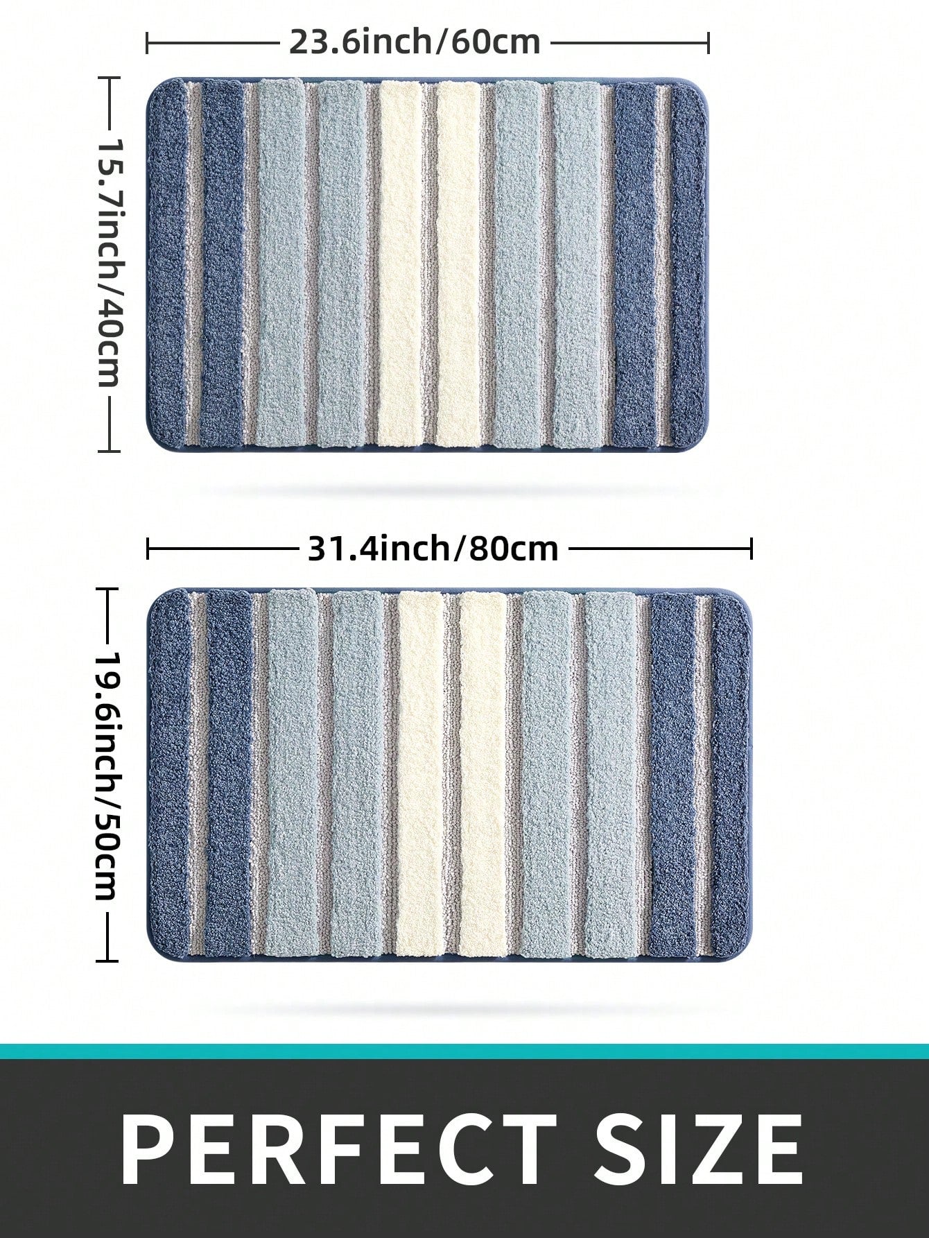 حصيرة حمام ألوان متجانسة مانع للانزلاق قطعة واحدة