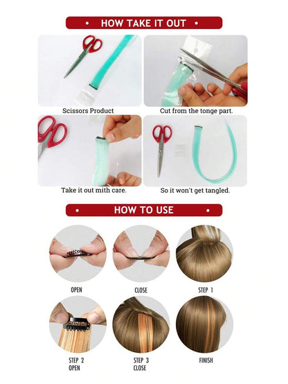 قطع من إكسسوارات الشعر المستعار الحمراء الطول 20 بوصة