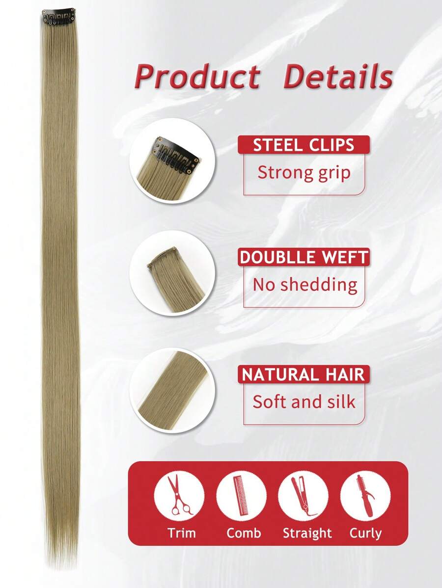 قطع من إكسسوارات الشعر المستعار الحمراء الطول 20 بوصة