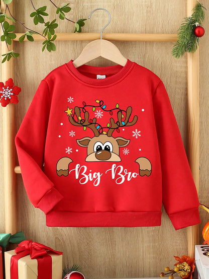 البلوزة القطيفة ذات الرقبة الطاقم بطباعة صورة الغزال والأشكال الاحتفالية