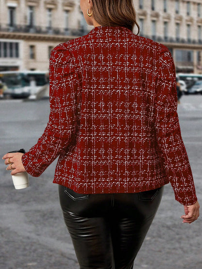 جاكيت نسائية تويد ذات أزرار معدنية مزخرفة