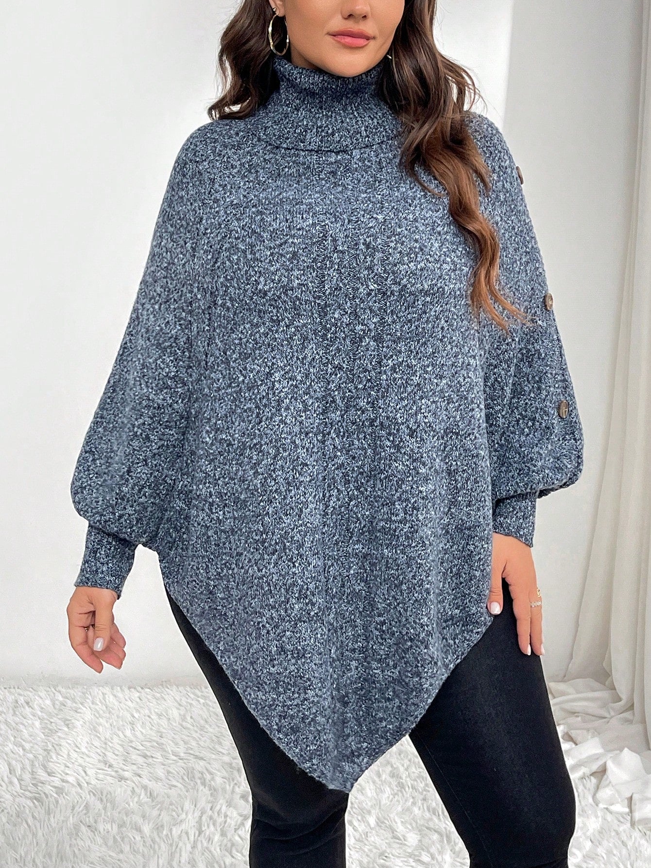 البلوزة البيضاوية الفضفاضة السترة الضارب الطويلة الأكمام