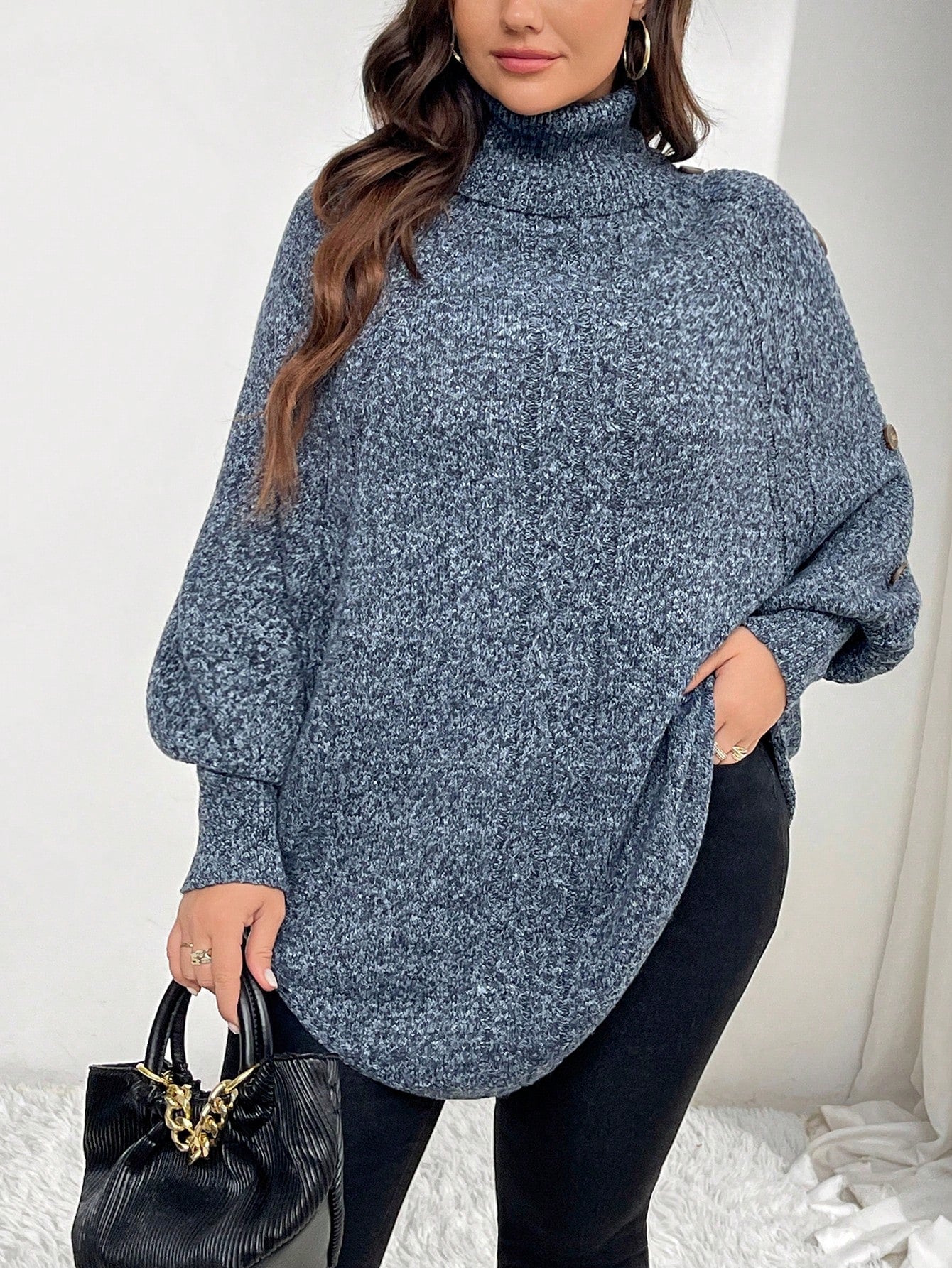 البلوزة البيضاوية الفضفاضة السترة الضارب الطويلة الأكمام