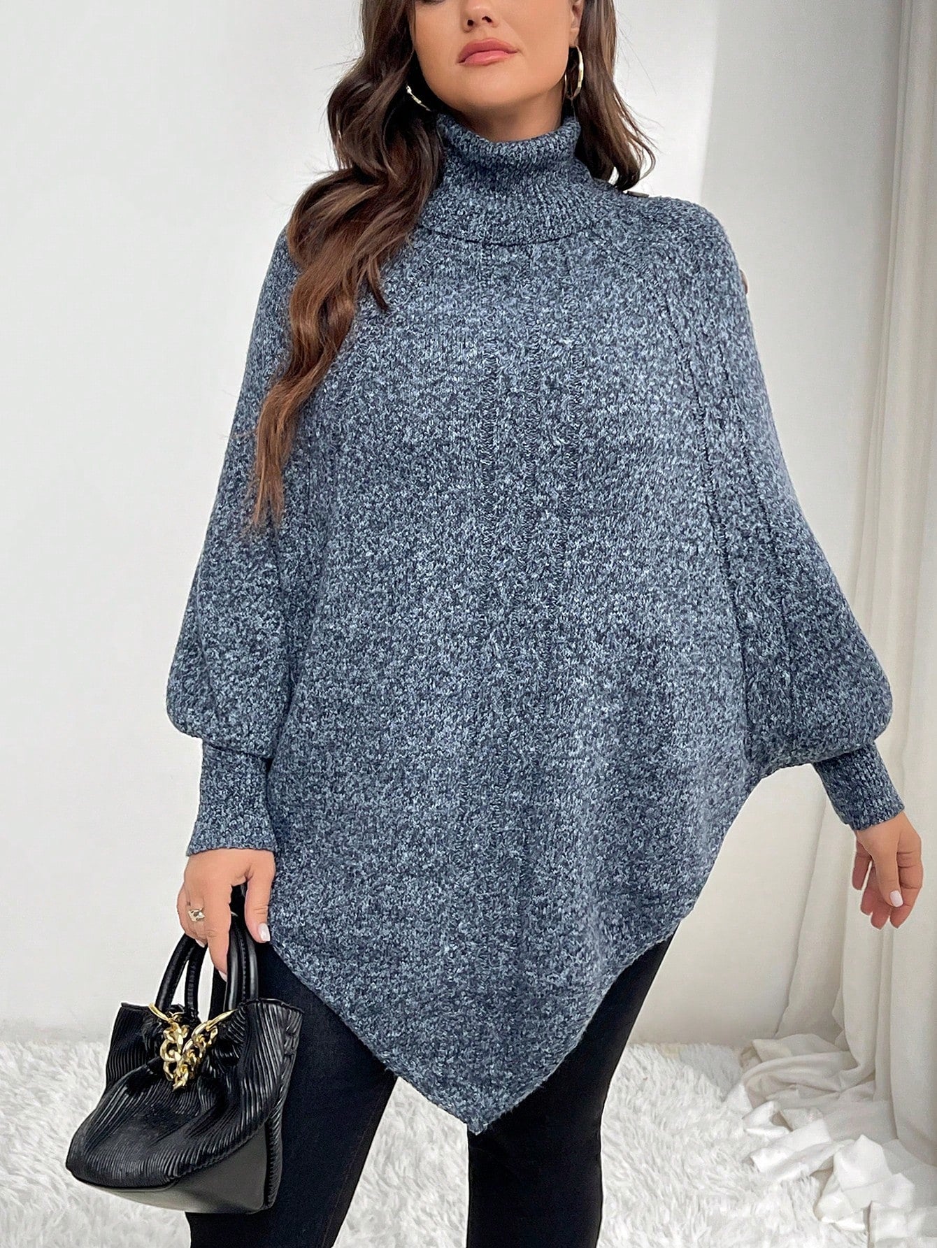 البلوزة البيضاوية الفضفاضة السترة الضارب الطويلة الأكمام