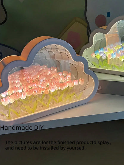 ضوء ليلي بزهرة التوليب مصنوع يدويًا كهدية إبداعية